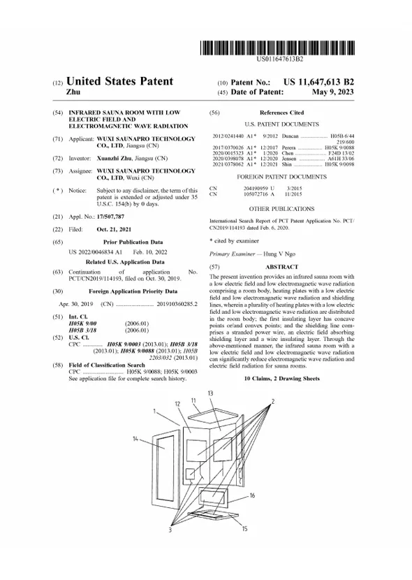 Wizzisaunas patented low-EMF heating plate for safe infrared sauna