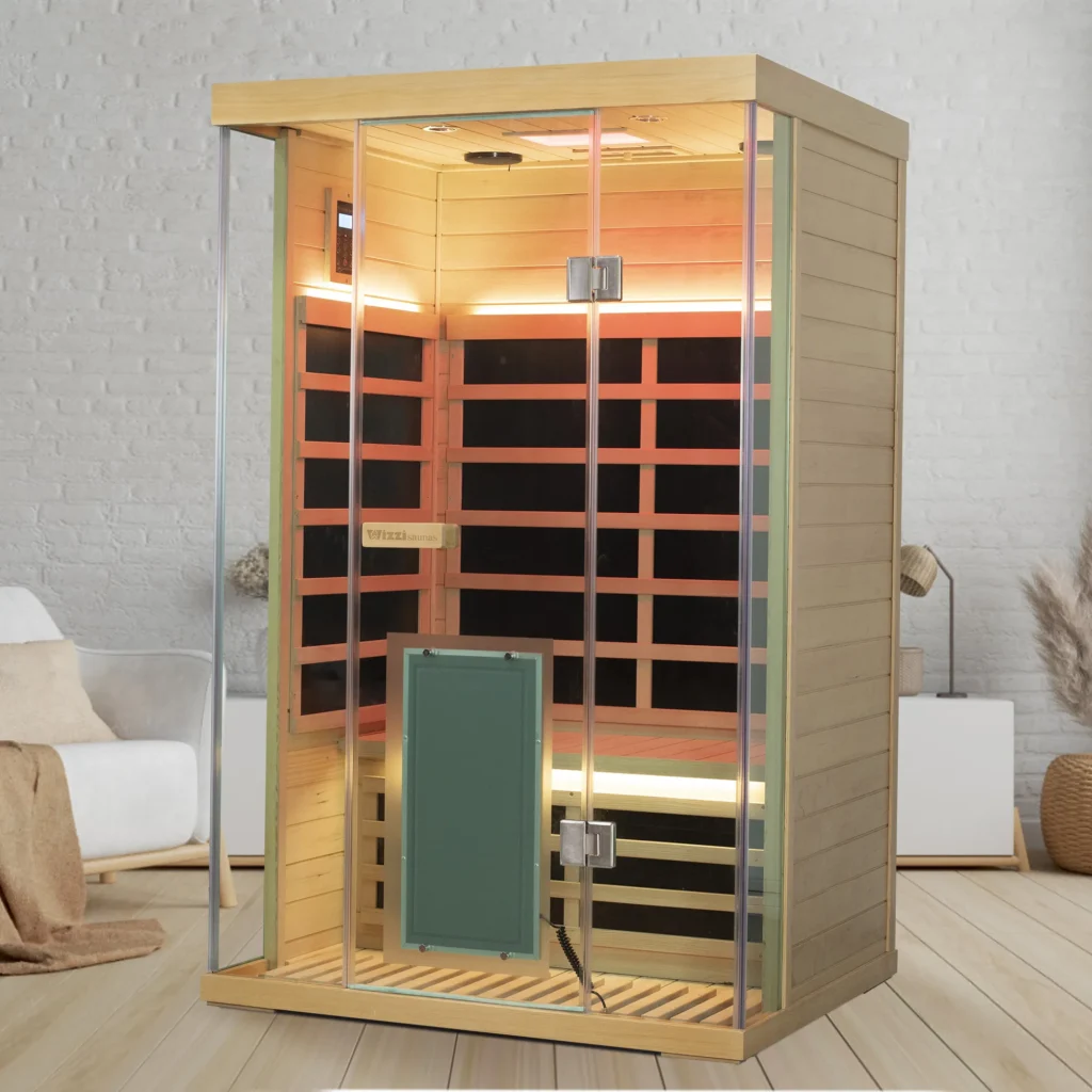 Wizzisaunas S02 2-person indoor full spectrum infrared sauna front view